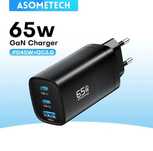 Asometech Ładowarka 65W GaN 2xUSB-C 1xUSB-A