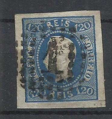 Selos portugueses - 1 selo 120 Reis de D. Pedro V – 1866 a 1867