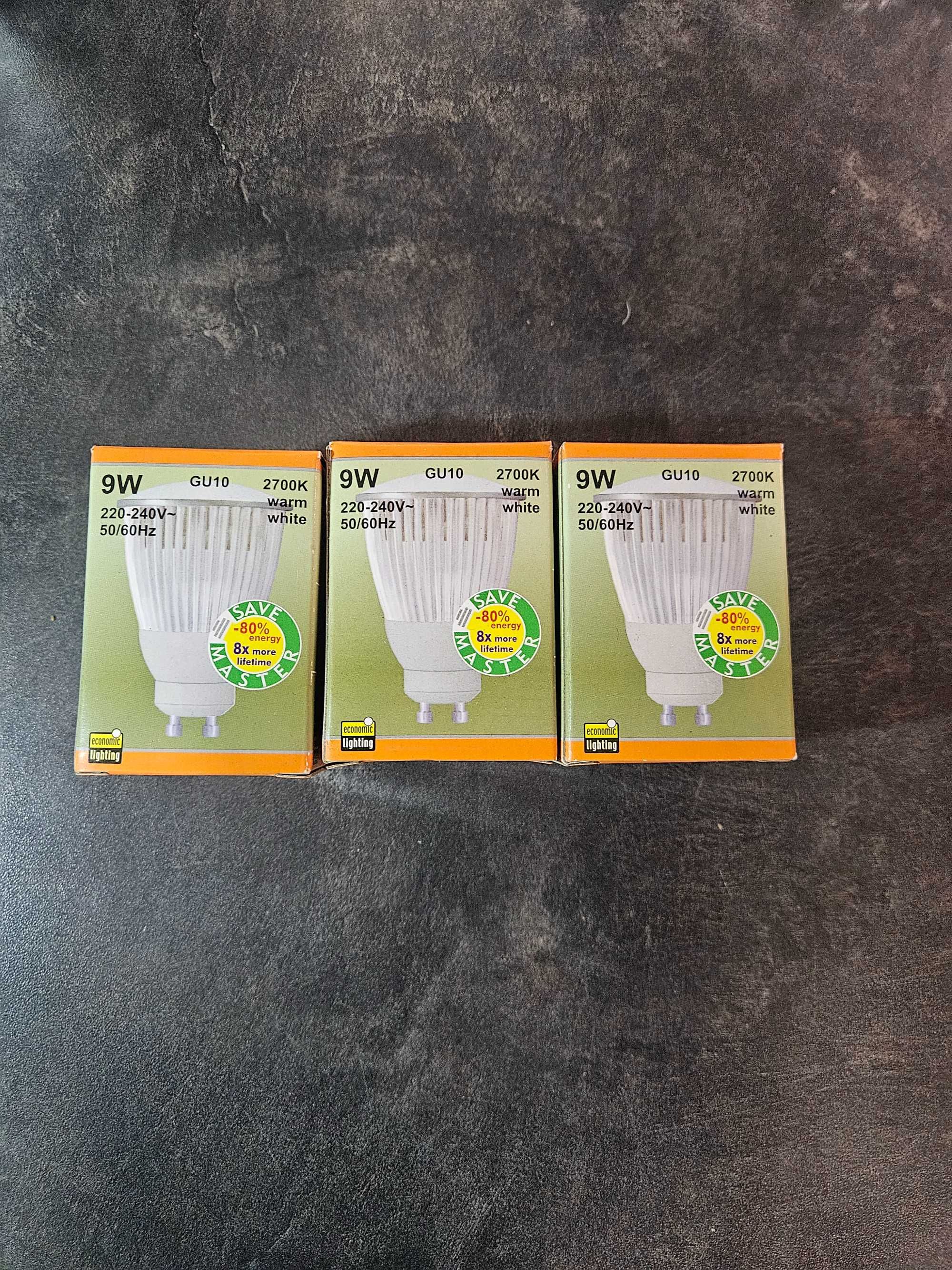 Żarówki energooszczędne LED GU10 – zestaw 3 szt. 9W (=45W) ciepła biel