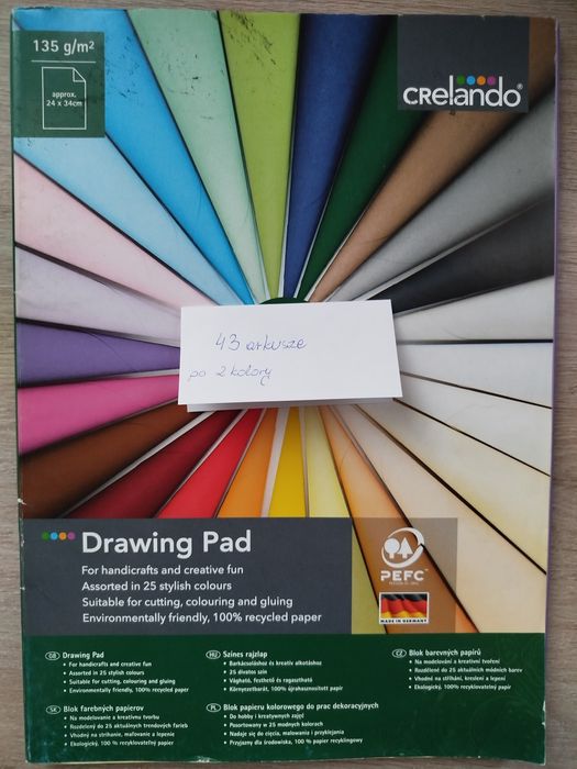 Papier kolorowy do prac plastycznych 43 arkusze