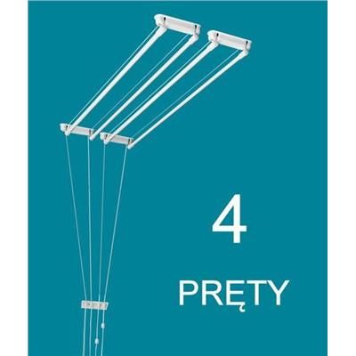 Suszarka sufitowa 4 pręty 130x39,5cm fi13 biała