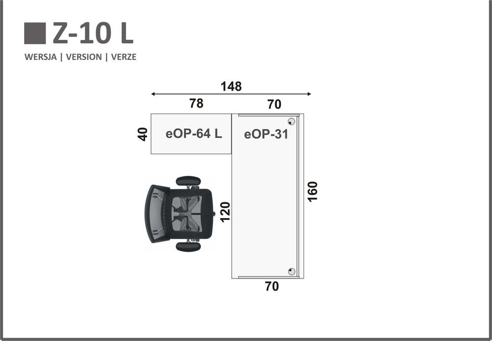 Biurko i szafka boczna  kolor biały, meble od producenta