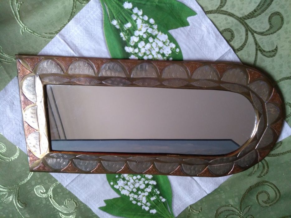 Lustro lusterko artystycznie wykonany w mosiądzu wyrób kolekcjonerski