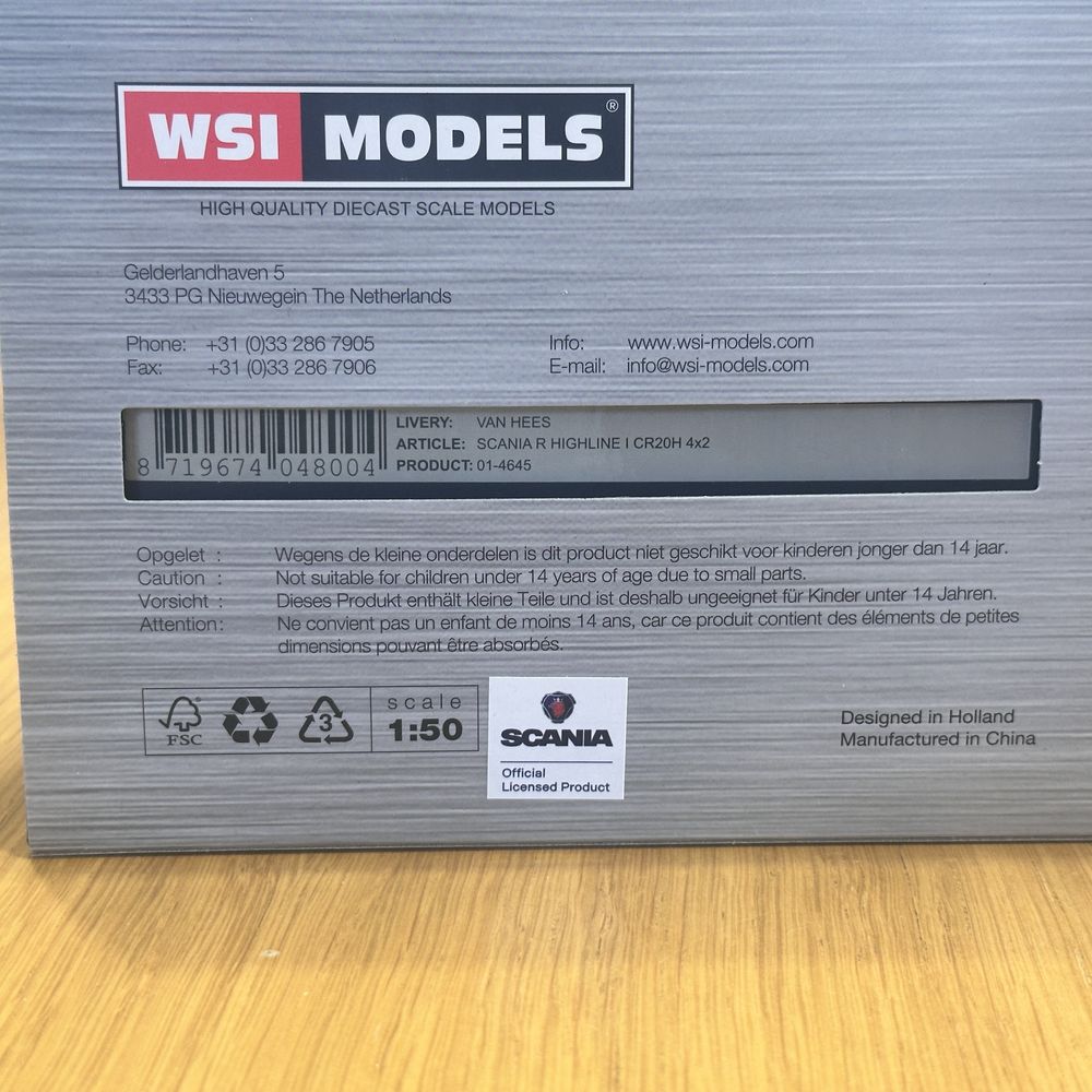 Model 1:50 WSI Scania R Highline 4x2