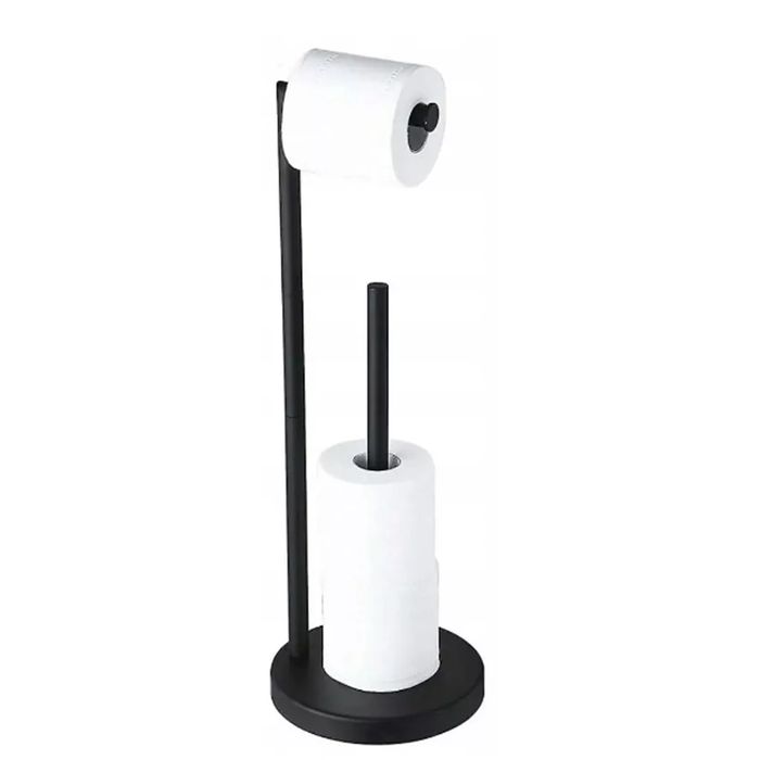 stojak na papier toaletowy do łazienki uchwyt 2w1 czarny 55cm