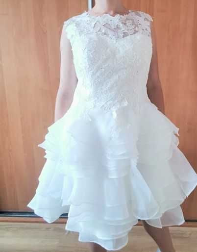 Piękna krótka suknia ślubna r.L Poprawiny ,Cywilny