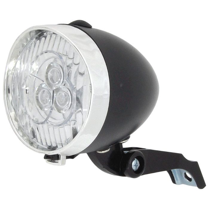 Lampa przód JY592 Retro 3LED na Baterie CZARNA