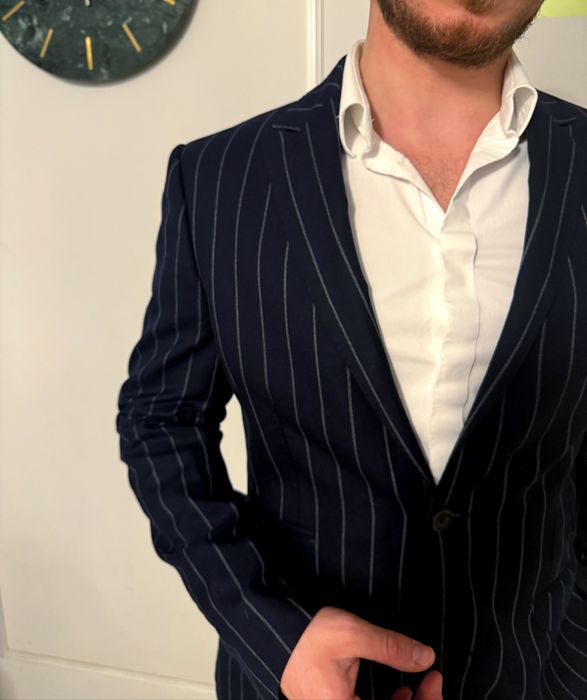Garnitur jednorzędowy w prążek z wełny 120’S Vitale Barberis Canonico
