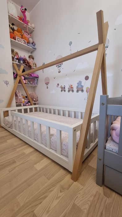 Łóżko dziecięce Tipi 160×80 z drewna bukowego