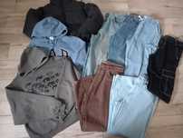 Zestaw młodzieżowy M jeansy Zara, Bershka,kurtka puchowa House 2005