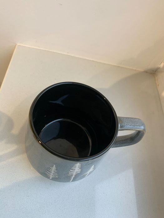 Kubek ceramiczny duży wzór zimowy świąteczny 480ml choinki