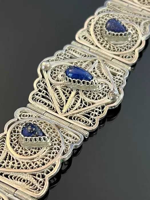 Srebro - Srebrna bransoletka z Lapis Lazuli..