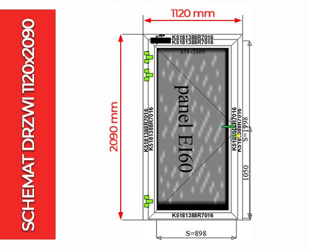 Drzwi PPOŻ Przeciwpożarowe NA WYMIAR EI30 EI60 EI90 EI120 - 1120x2090