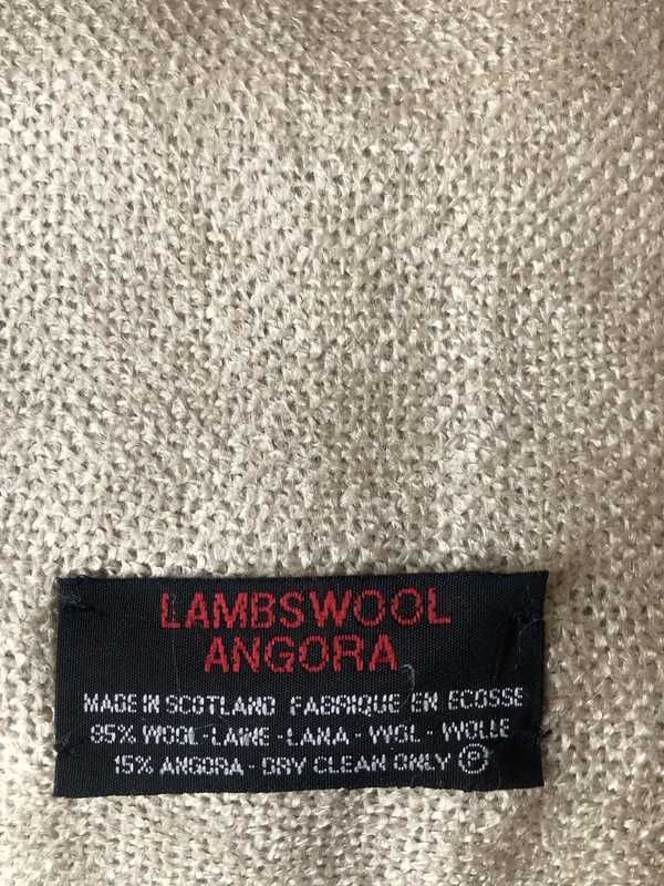 Lambswool Angora szkocki szal duży z frędzlami 188x72