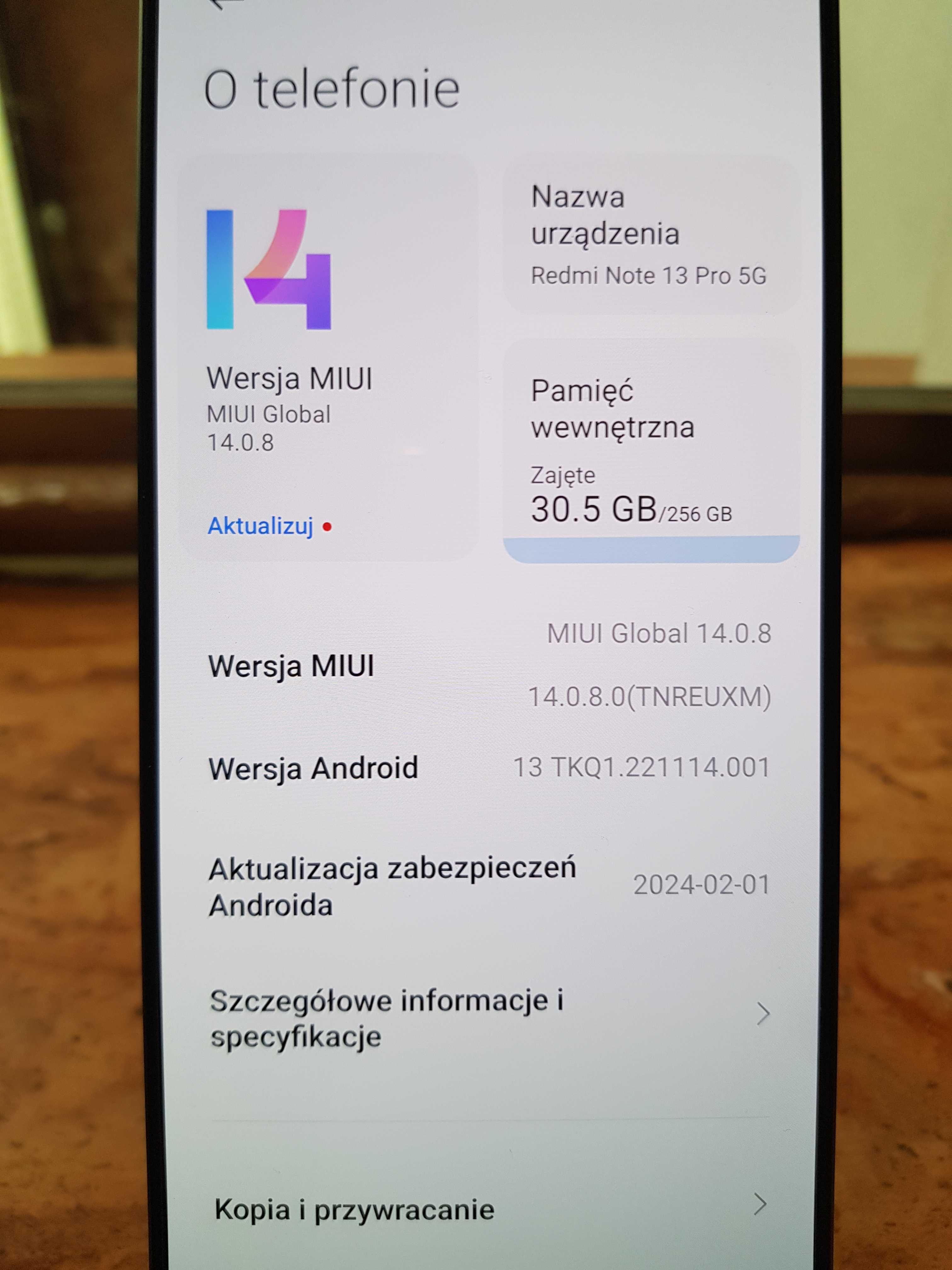 3055/24 Xiaomi Redmi Note 13 Pro 5G  8GB/256GB NOWY!! Orange