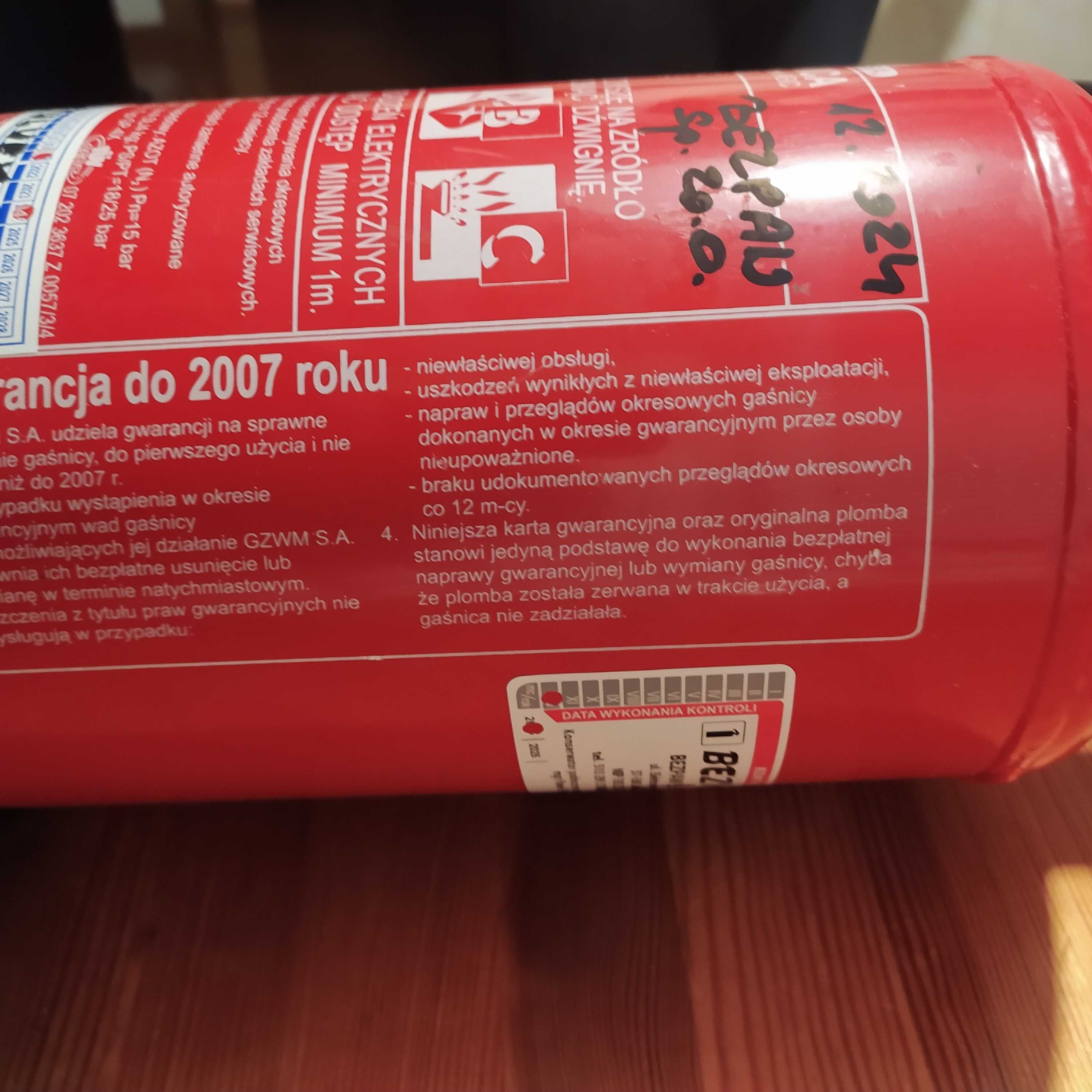 Gaśnica proszkowa GP-4 x ABC po regeneracji z ważną kontrolką