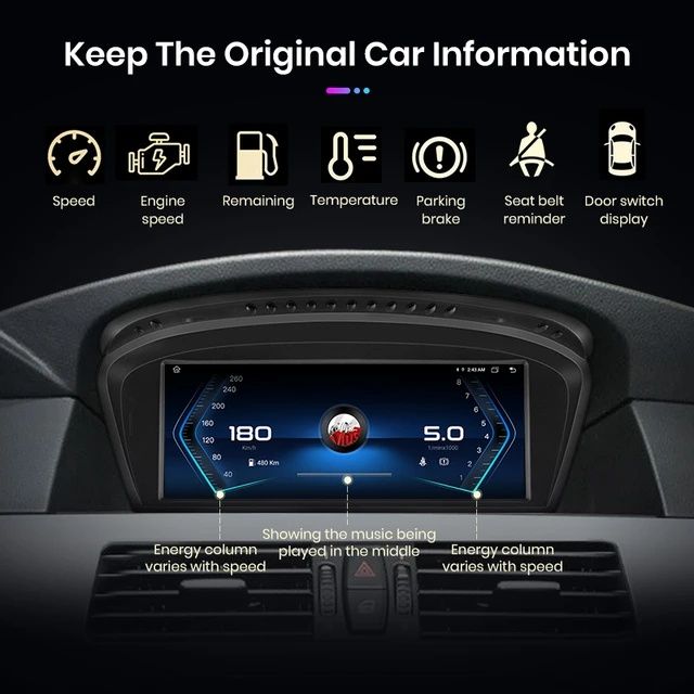 Rádio Android Auto Carplay BMW série 5 E60 E90 8-Core 4/64GB GPS 4G