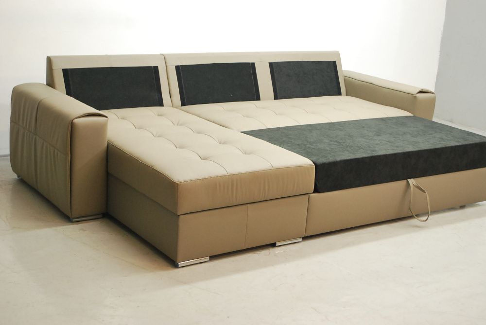 nuc SKÓRA NATURALNA NAROŻNIK funkcja spania pojemnik 4119 rogówka sofa