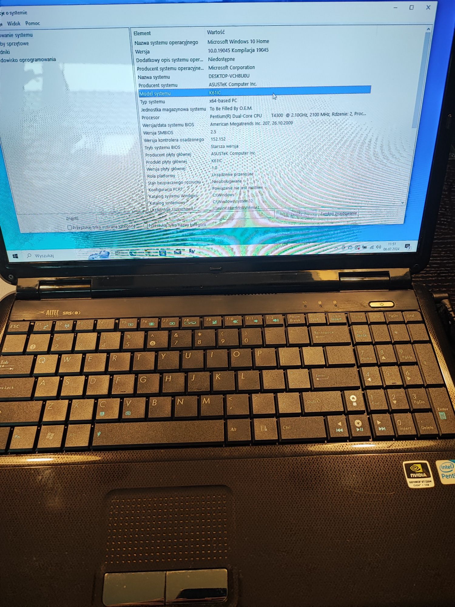 Asus K61IC laptop 16 cali