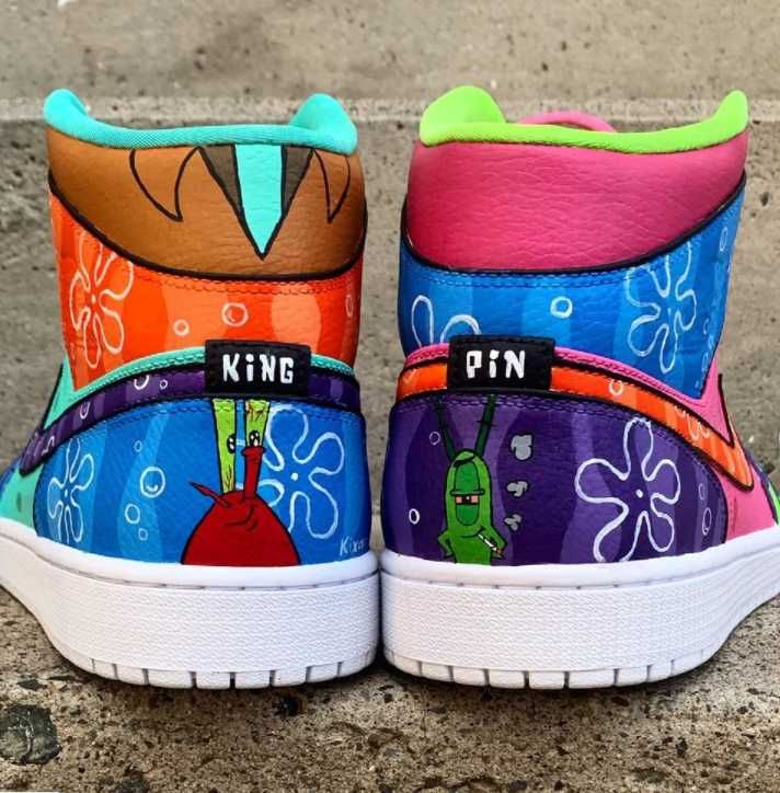 Spongebob patrick Nike air jordan 1 mid custom ręcznie malowane 44