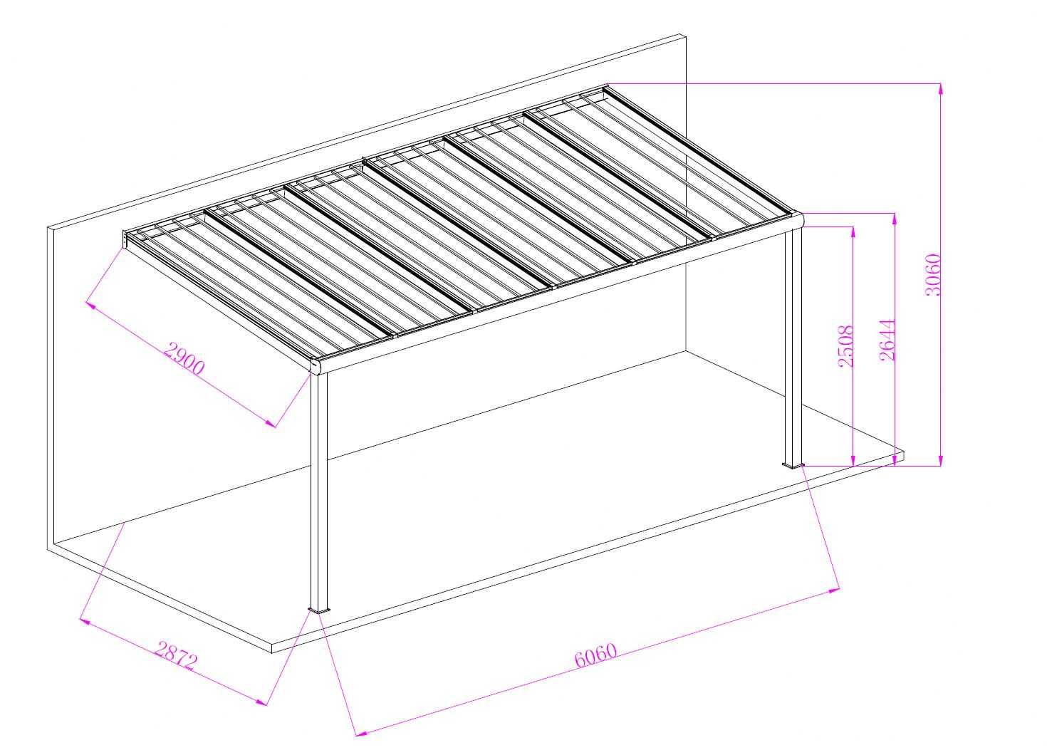Zadaszenie aluminiowe PRO z dachem poliwęglanowym 300x606 m