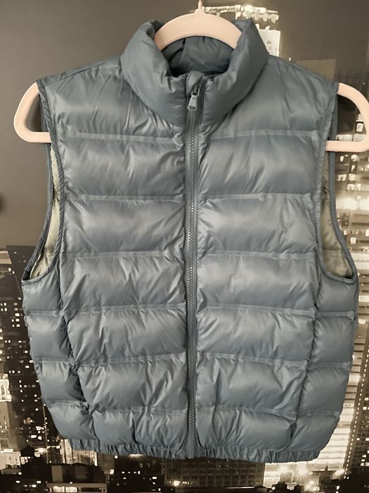 ZARA kamizelka pikowana chłopięca szaro-niebieska 140cm 10 lat