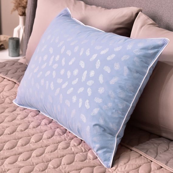 Натуральна бавовняна пухова подушка Пух-Перо Natural "Блакитний" IDEIA