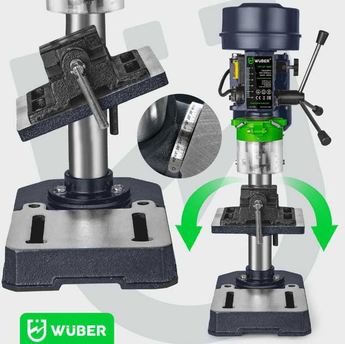 Wiertarka Stołowa Kolumnowa Słupowa 1600W Ślusarska + Imadło -20%