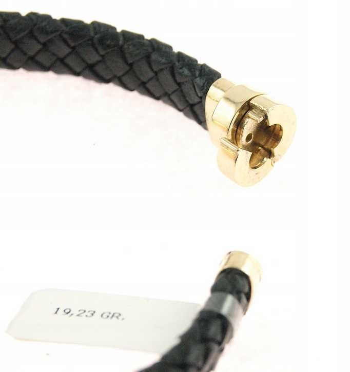 Elegancka złota bransoletka SKÓRA CERAMIKA CZASZKA ZŁOTO pr.585 21,5cm