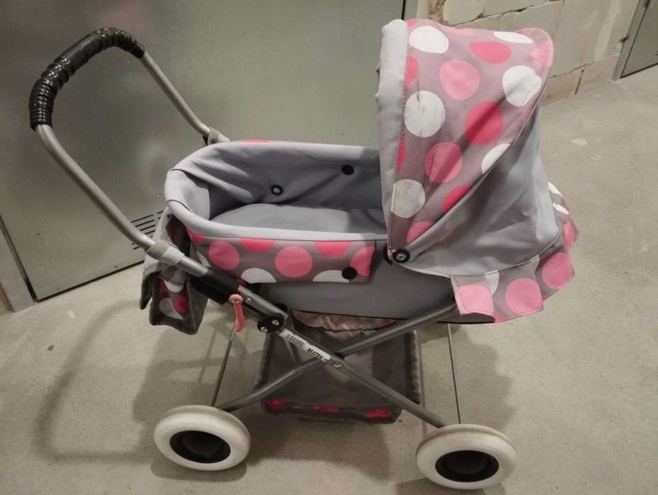 Wózek głęboki dla lalki, składany, stabilny, solidnie wykonany, uroczy