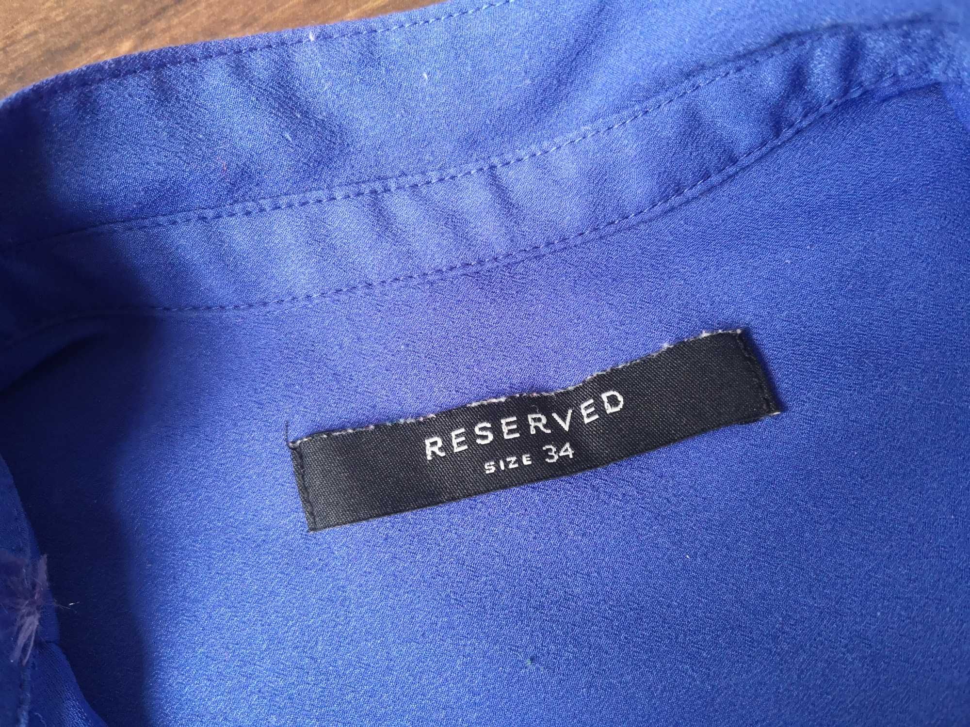RESERVED chabrowa szafirowa koszula z kołnierzykiem xs 34 lekka