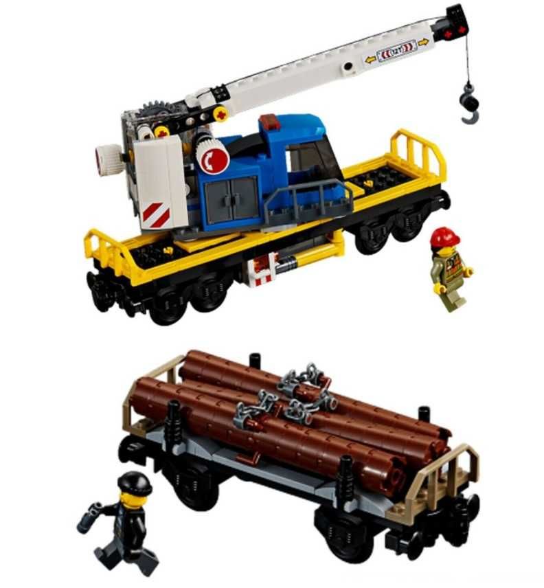 Klocki Lego City Wagon Dźwig + Wagon drewno 60198,60336,7939,60337