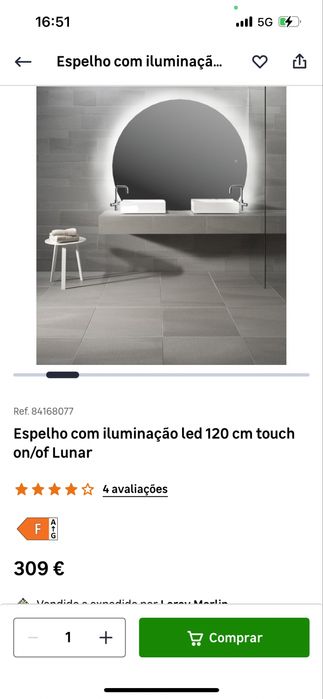Espelho Led 120cm Lunar Novo Lindissimo