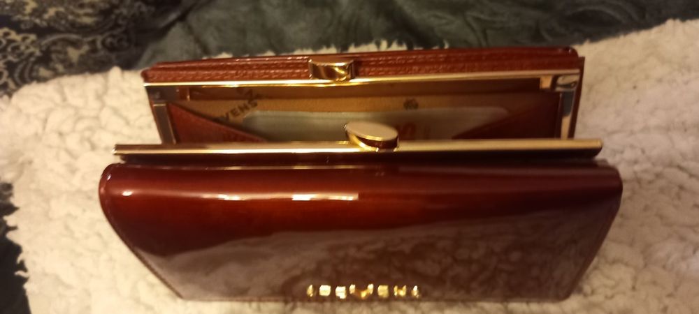 Portfel damski skóra naturalna kolor wiśniowy STEVENS nowy.