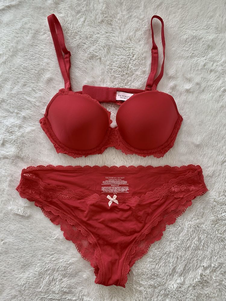 VICTORIA’S SECRET • Bielizna • Komplet Biustonosz 32C & Figi rozm.M