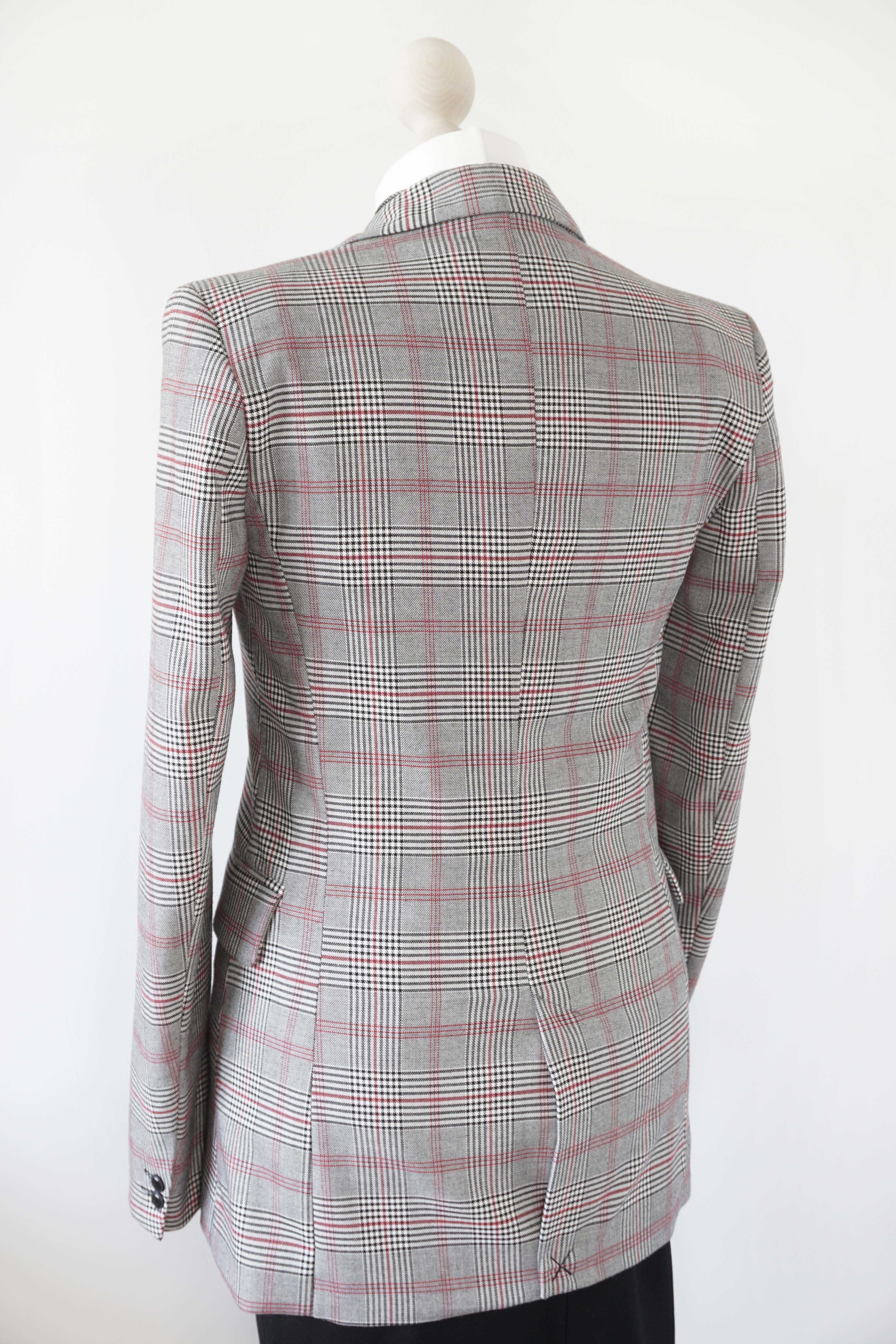 Dwurzędowa marynarka / żakiet w kratę, klasyczna elegancka XS S