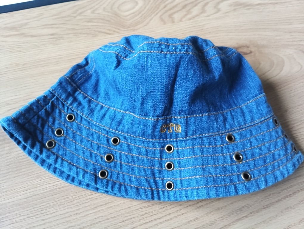 Bucket hat kapelusz jeansowy z napami Lindex 54-56cm denim