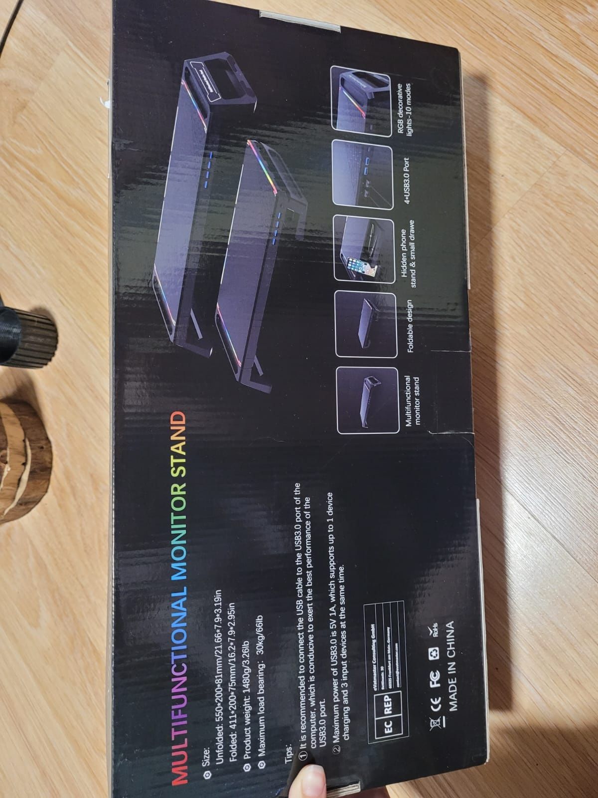 Podstawka pod laptopa/monitor, wspornik RGB 4 USB 2.0