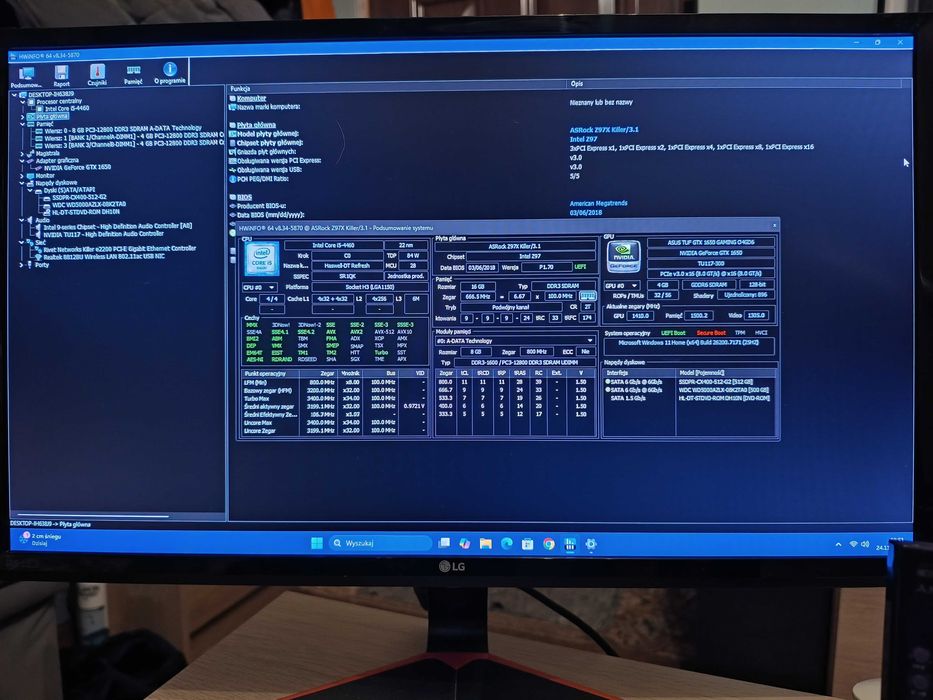 Komputer PC i5-4460/GTX1650/16GB/SSD+HDD/Win11