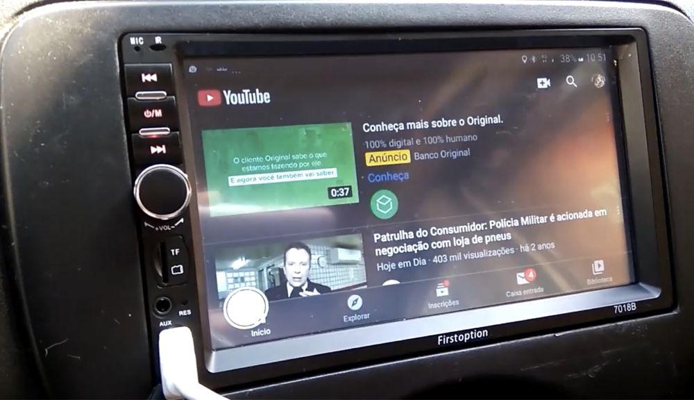 AutoRádio MP5 Touch GPS, YouTube Chamadas, BT,USB, AUX, SD