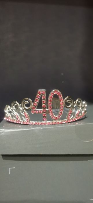 Srebma tiara korona na 40 urodziny