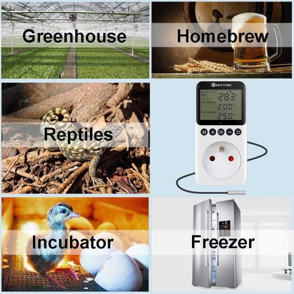 Kontroler temperatury cyfrowy z sondą Termostat - KETOTEK KT3200PRO-FR