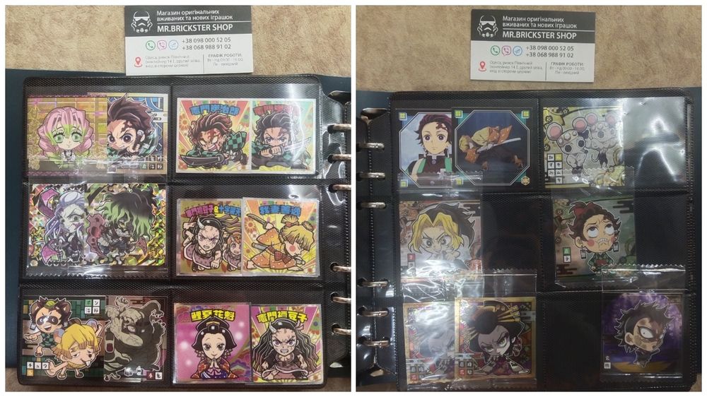 Карточки наклейки аниме стикеры наліпки картки Demon Slayer Bandai