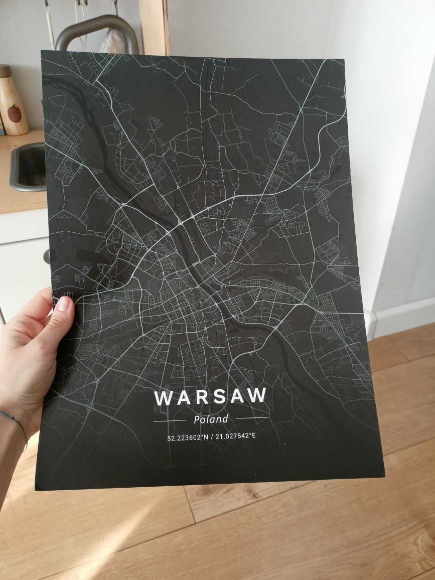 Czarny plakat A3! Nowy Wiedeń mapa industrialny