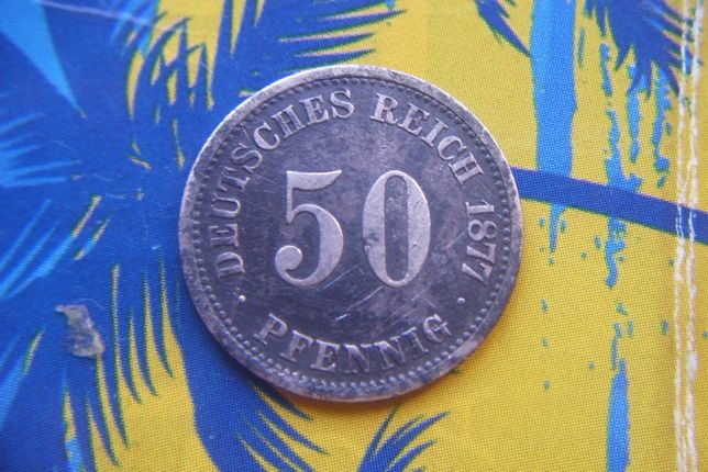 Stare monety 50 fenigów 1877 D Niemcy