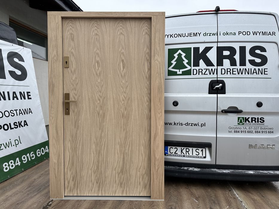 Drzwi Zewnętrzne drewniane dębowe 75mm czyste powietrze