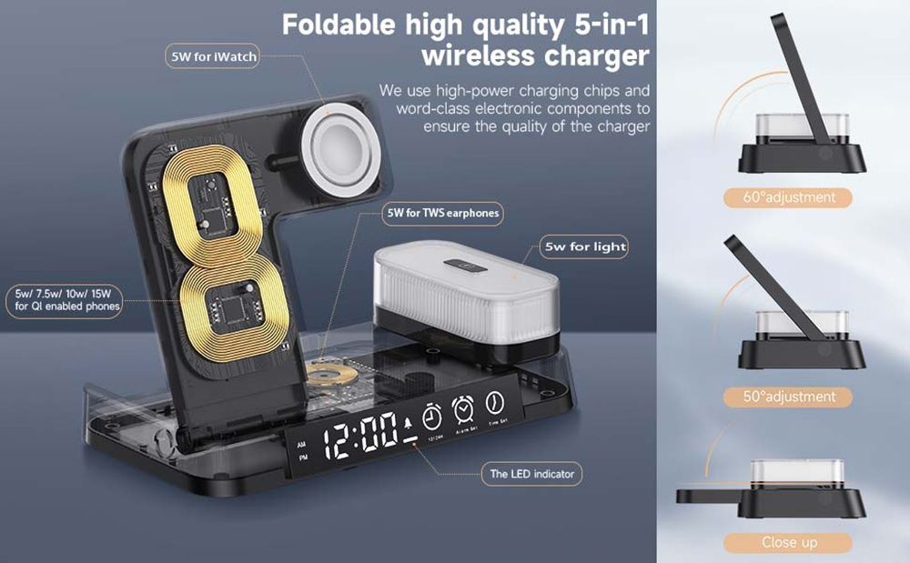 Зарядка JYD 5в1 станція база apple iphone watch airpods samsung xiaomi