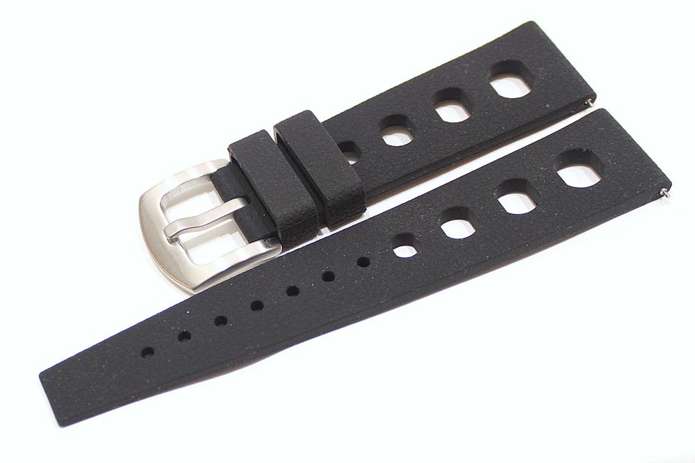 Bracelete borracha preta Relógio Mergulho Diver tipo Tropic Big Holes