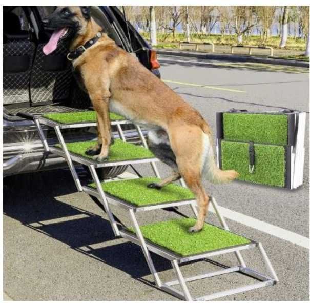Składane Schody Rampa Dla Psów 71 cm z Sztuczną Trawą Snagle Paw