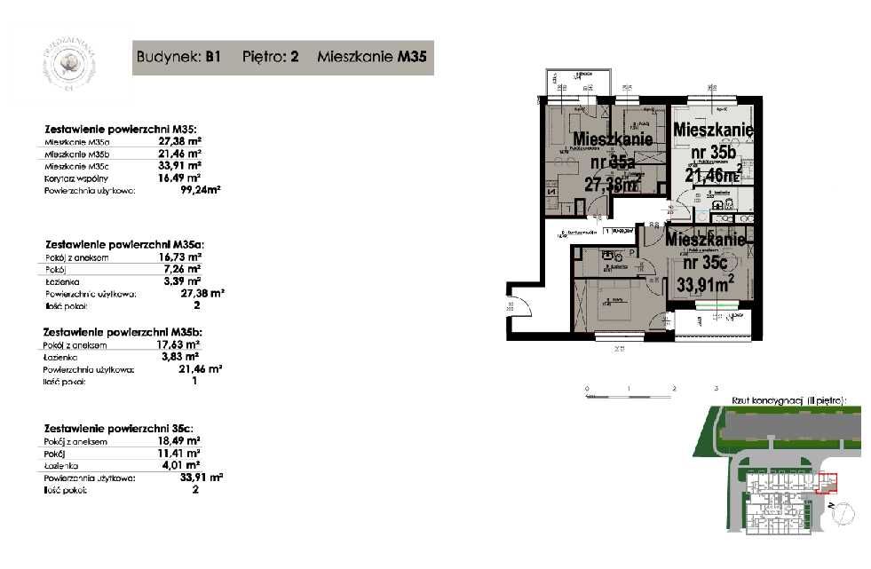 Mieszkanie inwestycyjne 99,24 m2 podzielone na 3 kawalerki,Księży Młyn